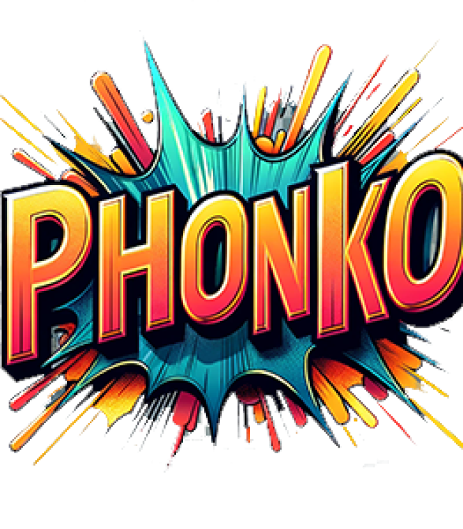 DALL·E 2024-03-07 13.14.26 - Create an image of the word 'PHONKO' in bold, colorful letters, designed in a classic comic book style. The letters should appear vibrant and full of